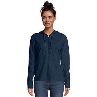 Women's Hanes® Slub Jersey Full Zip Hooded Sweatshirt