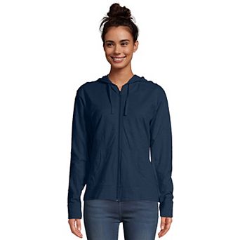 Women's Hanes® Slub Jersey Full Zip Hooded Sweatshirt