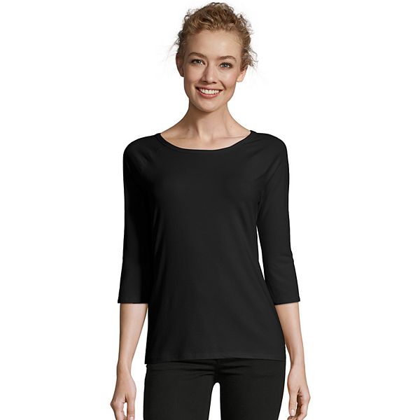 Women's Hanes® Three-Quarter Sleeve Raglan Tee