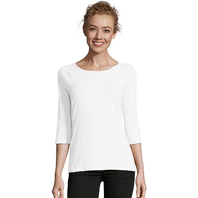 Women s Hanes Three Quarter Sleeve Raglan Tee