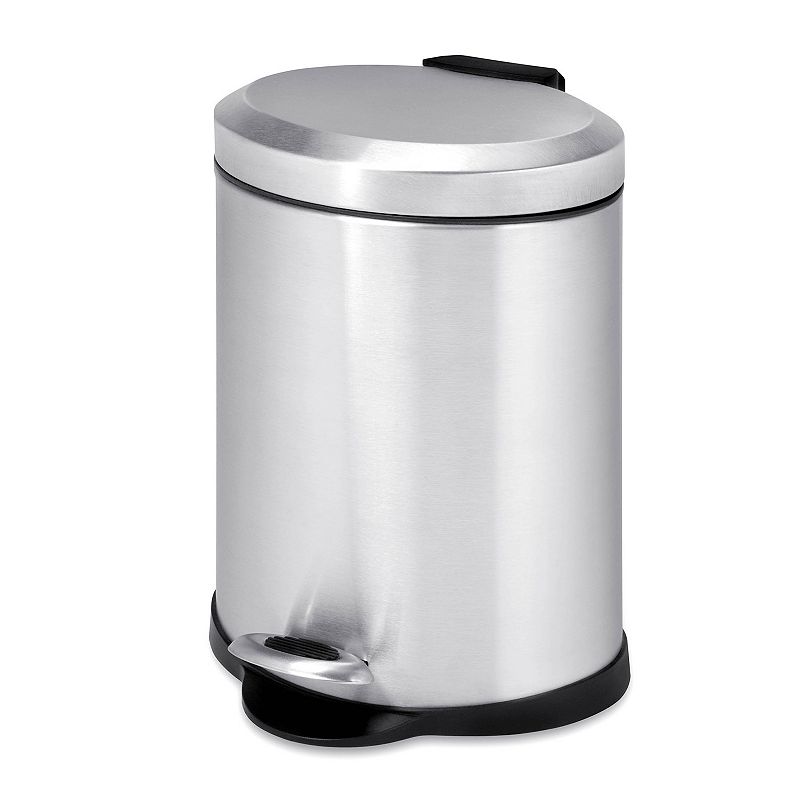 Honey Can Do 1.3 gal Oval Stainless Steel Step On Bathroom Trash Can  Silver