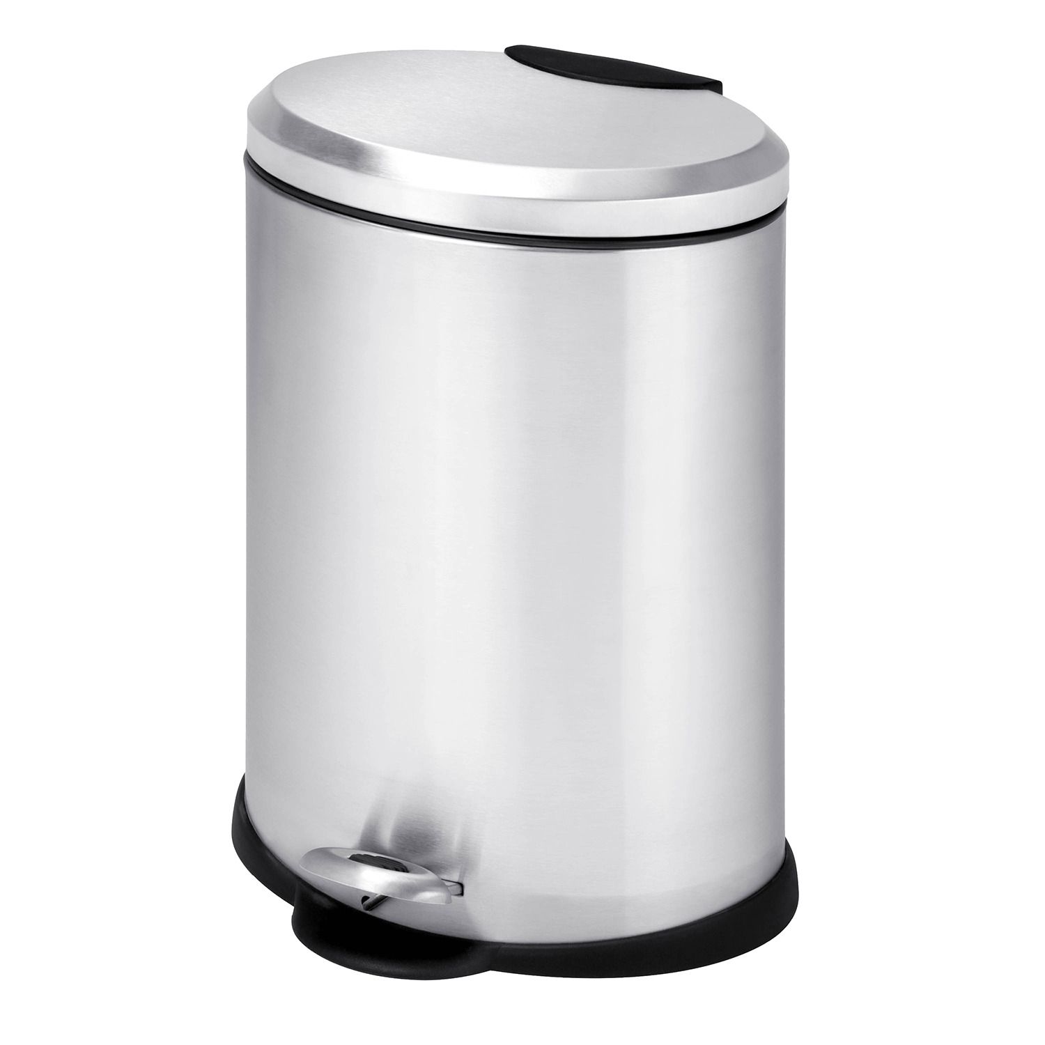 mDesign Metal Steel 60L Large Dual Compartment Step Trash Can - Brushed  Chrome