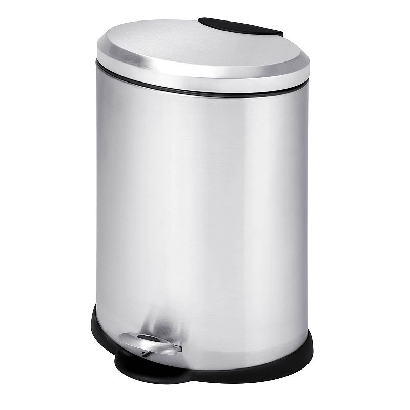 Honey-Can-Do 12L Oval Stainless Steel Step Trash Can, Silver