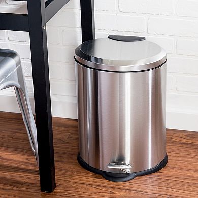Honey-Can-Do 12L Oval Stainless Steel Step Trash Can