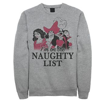 Disney Villains Mother Gothel, Captain Hook & Maleficent Men's I'm On The Naughty List Group Shot Sweatshirt