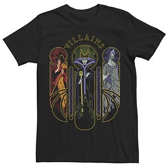 Disney Villains Jafar, Maleficent & Hades Men's Distressed Panel Portrait Tee