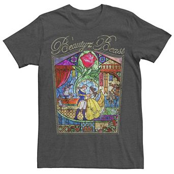 Disney's Beauty And The Beast Stained Glass Poster Men's Tee