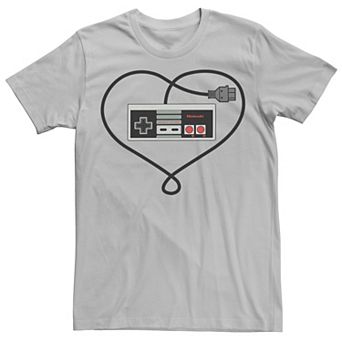 Men's Nintendo NES Controller Cord Heart Love Tee