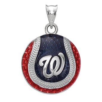 LogoArt Sterling Silver Washington Nationals Enamel Baseball Pendant