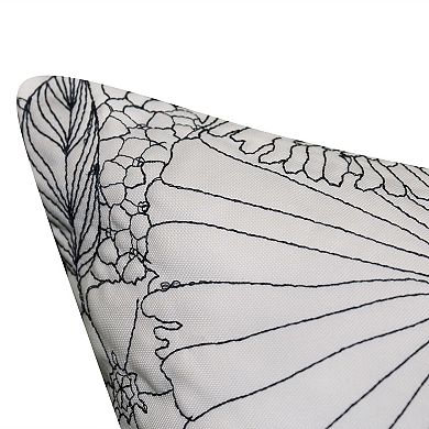 Edie @ Home Fine Line Embroidered Floral Indoor & Outdoor Throw Pillow