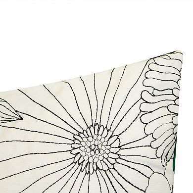 Edie @ Home Fine Line Embroidered Floral Indoor & Outdoor Lumbar Throw Pillow
