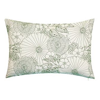 Edie @ Home Fine Line Embroidered Floral Indoor & Outdoor Lumbar Throw Pillow