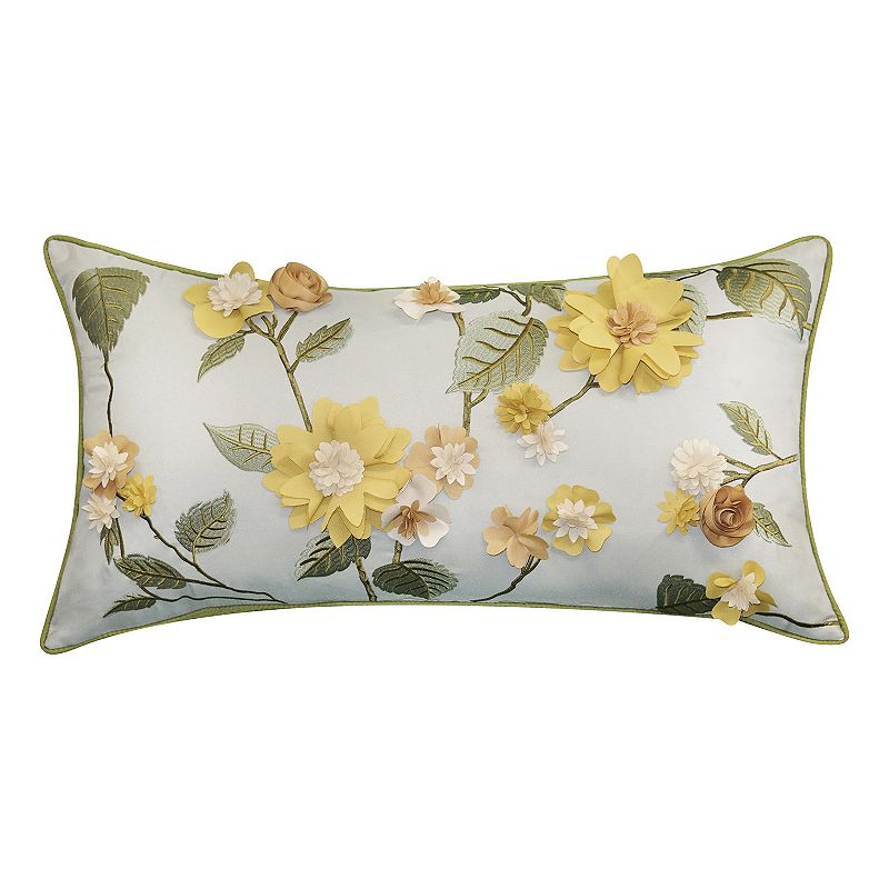 Edie @ Home Dimensional Indoor & Outdoor Delightful Dahlia Throw Pillow, Wh
