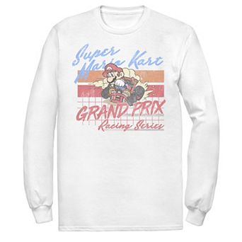 Men's Nintendo Mario Kart Racing Retro Drift Distressed Long Sleeve Tee