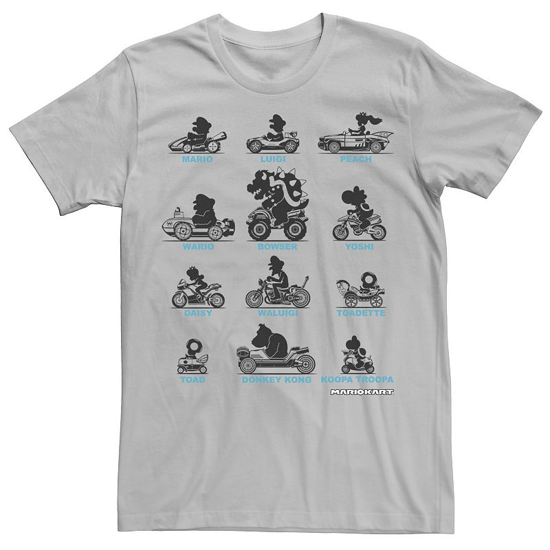 Men's Nintendo Super Mario Mario Kart Silhouette Racers Tee, 