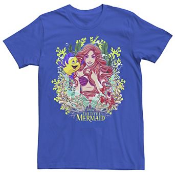 Disney's The Little Mermaid Ariel & Flounder Men's Floral Frame Tee