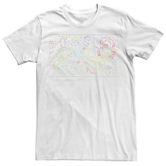 Men's Disney Princesses Neon Line Art Group Shot Tee