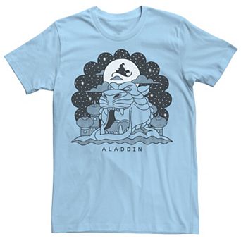 Disney's Aladdin Men's Black & White Cave Of Wonders Line Art Tee