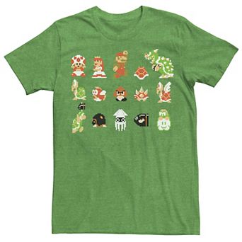 Men's Nintendo Super Mario Bros Retro 8-Bit Character Mashup Poster Tee