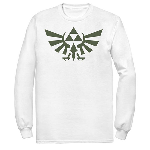 Mens Nintendo Zelda Hyrule Crest Triforce Black Out Logo Long Sleeve Tee 5072