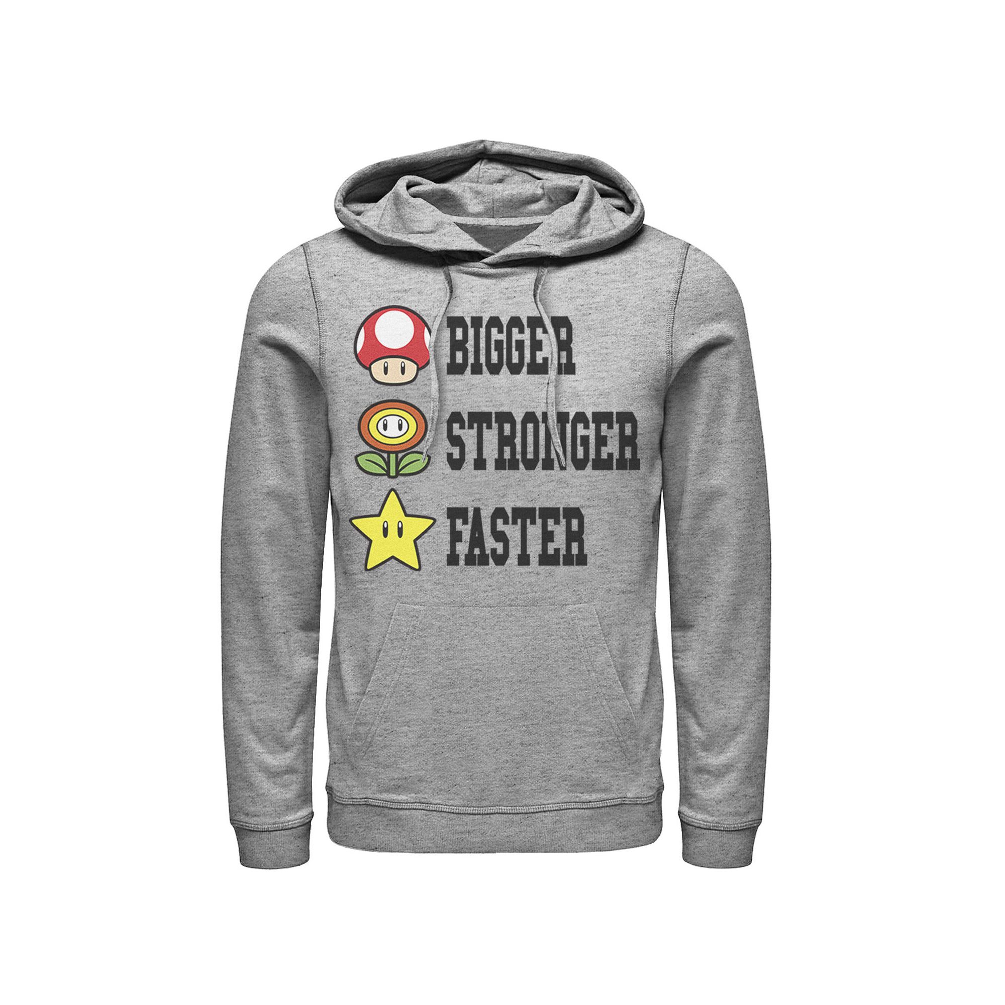 Mens Nintendo Super Mario Bigger Faster Stronger Hoodie, Size: Small, Athl