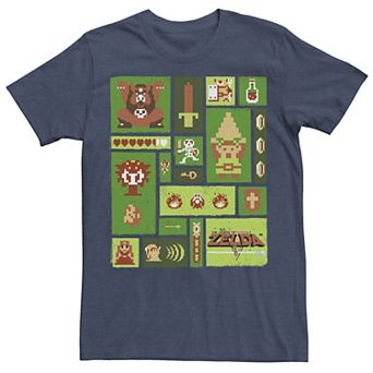 Men's Nintendo The Legend of Zelda 8-bit Character Layout Tee