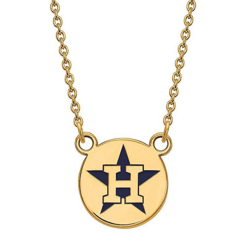 LogoArt Houston Astros Enamel Logo Link Necklace, Womens, Size: 18 mm, Gol