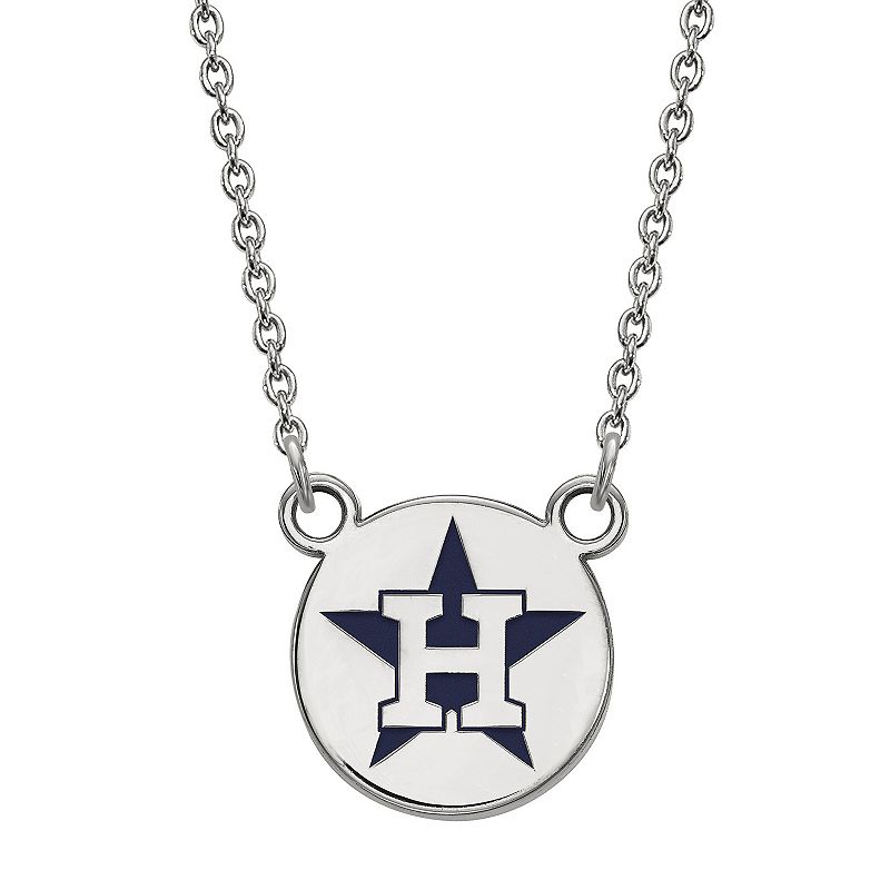 LogoArt Houston Astros Enamel Logo Link Necklace, Womens, Size: 18 mm, Sil