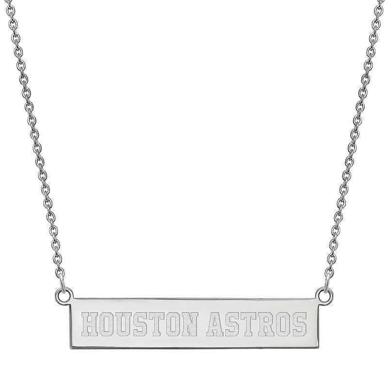 LogoArt Houston Astros Bar Link Necklace, Womens, Silver