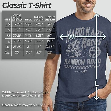 Men's Nintendo Mario Kart Rainbow Road Vintage Tee