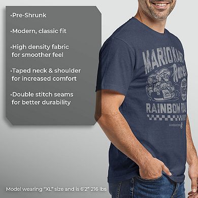 Men's Nintendo Mario Kart Rainbow Road Vintage Tee