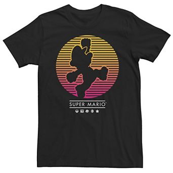 Men's Nintendo Super Mario Striped Sun Silhouette Poster Tee