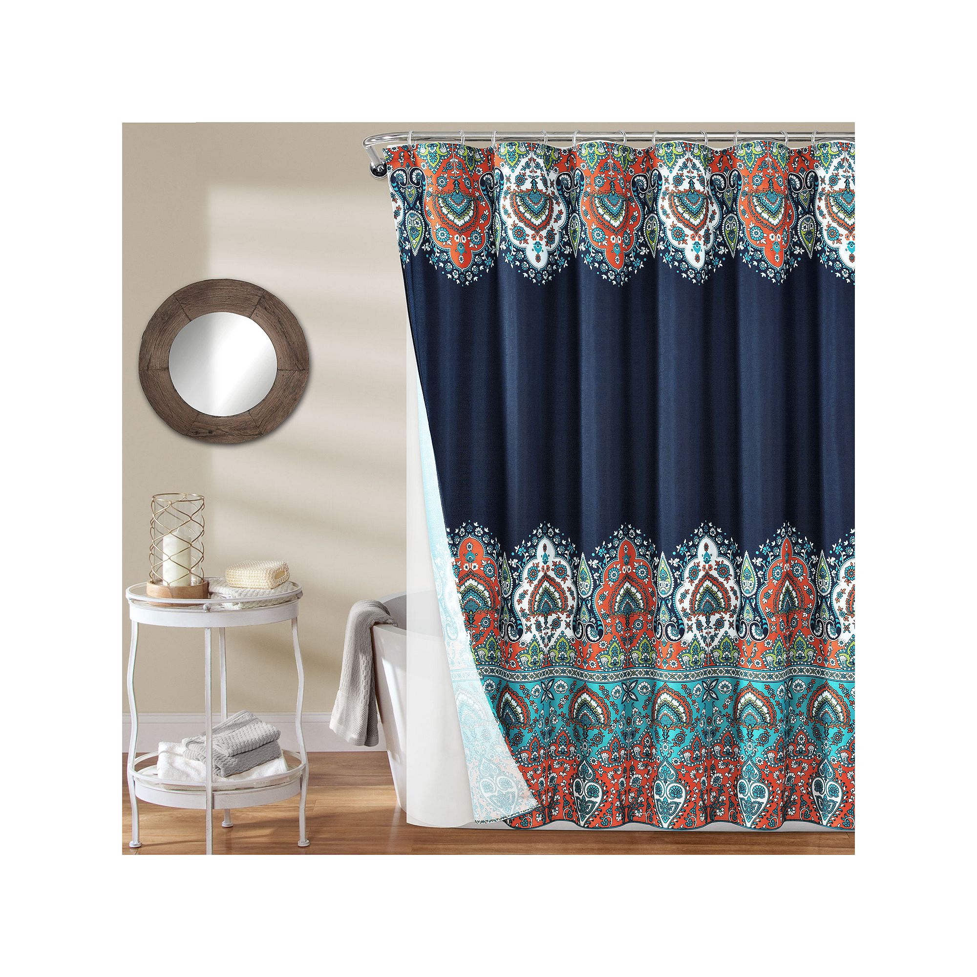 Lush Decor 14-piece Bohemian Meadow Shower Curtain Set, Size: 72X72, Blue