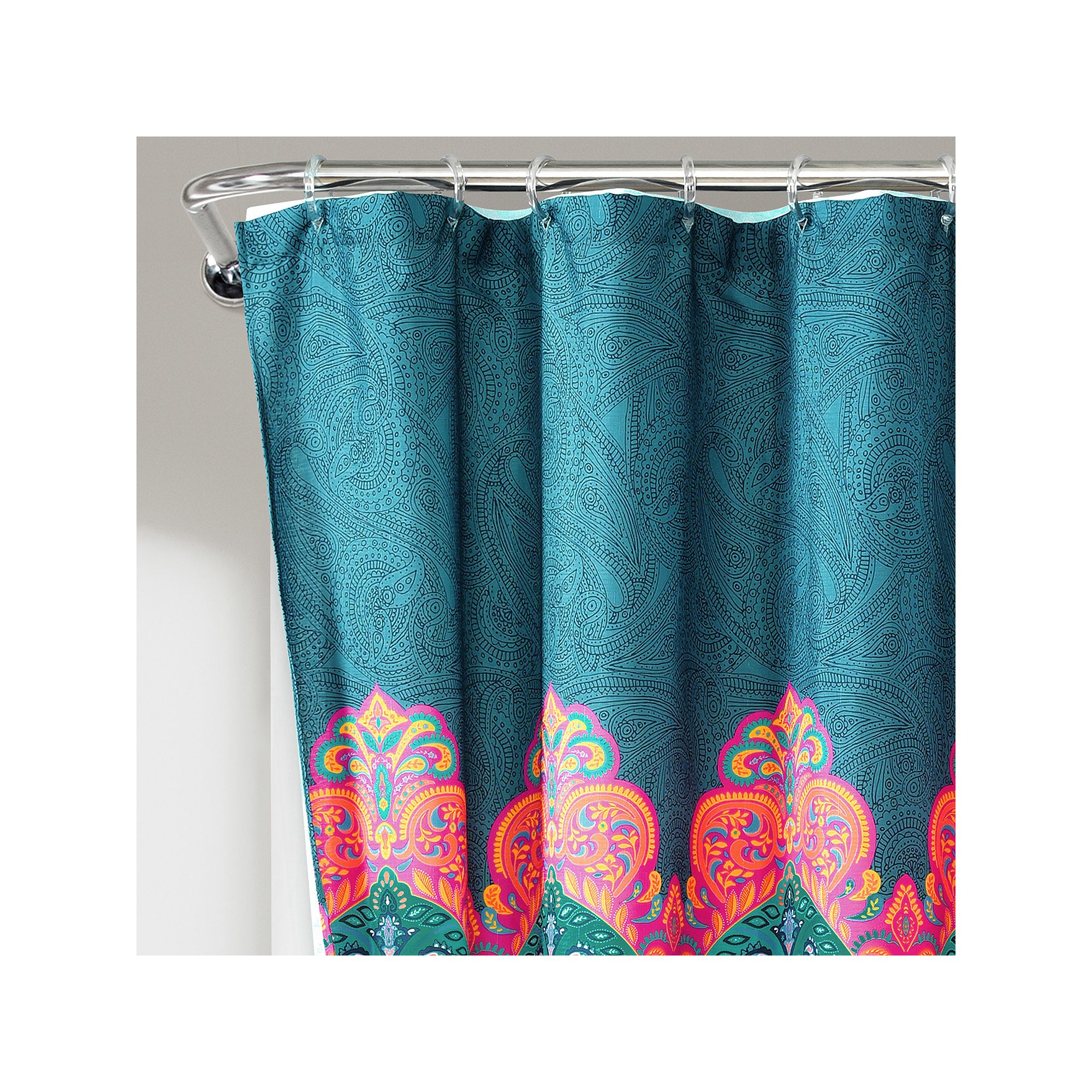 Lush Decor 14-piece Boho Chic Shower Curtain Set, Size: 72X72, Blue