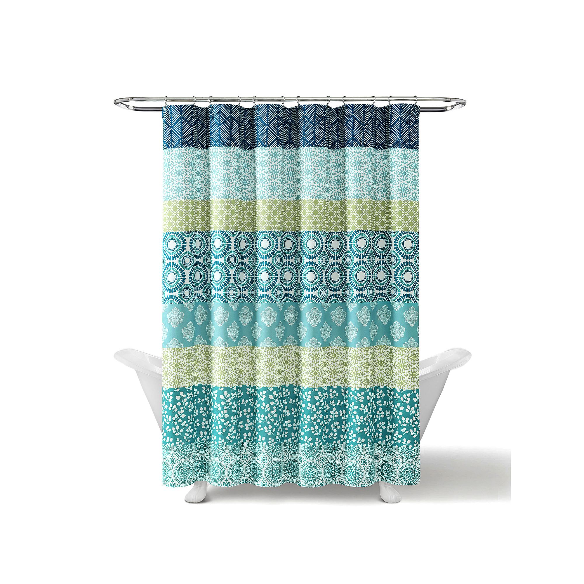 Lush Decor Bohemian Stripe Shower Curtain, Size: 72X72, Blue