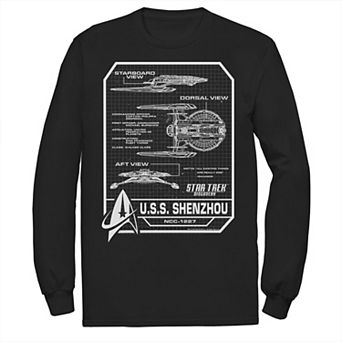 Men's Star Trek Discovery U.S.S. Shenzhou Schematics Long Sleeve Tee