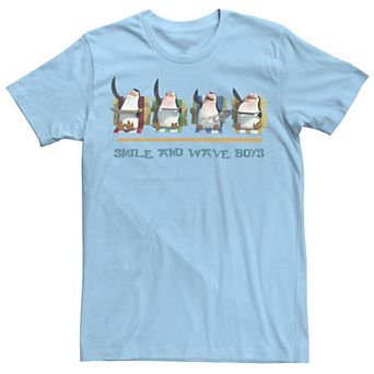 Men's Madagascar Penguins Smile And Wave Text Poster Tee