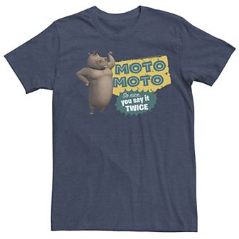 Men's Madagascar Moto Moto Say It Twice Text Poster Tee