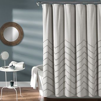 Lush Decor Chenille Chevron Shower Curtain
