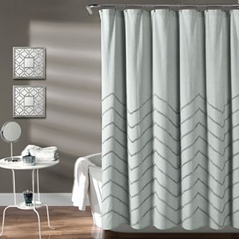 Lush Decor Chenille Chevron Shower Curtain