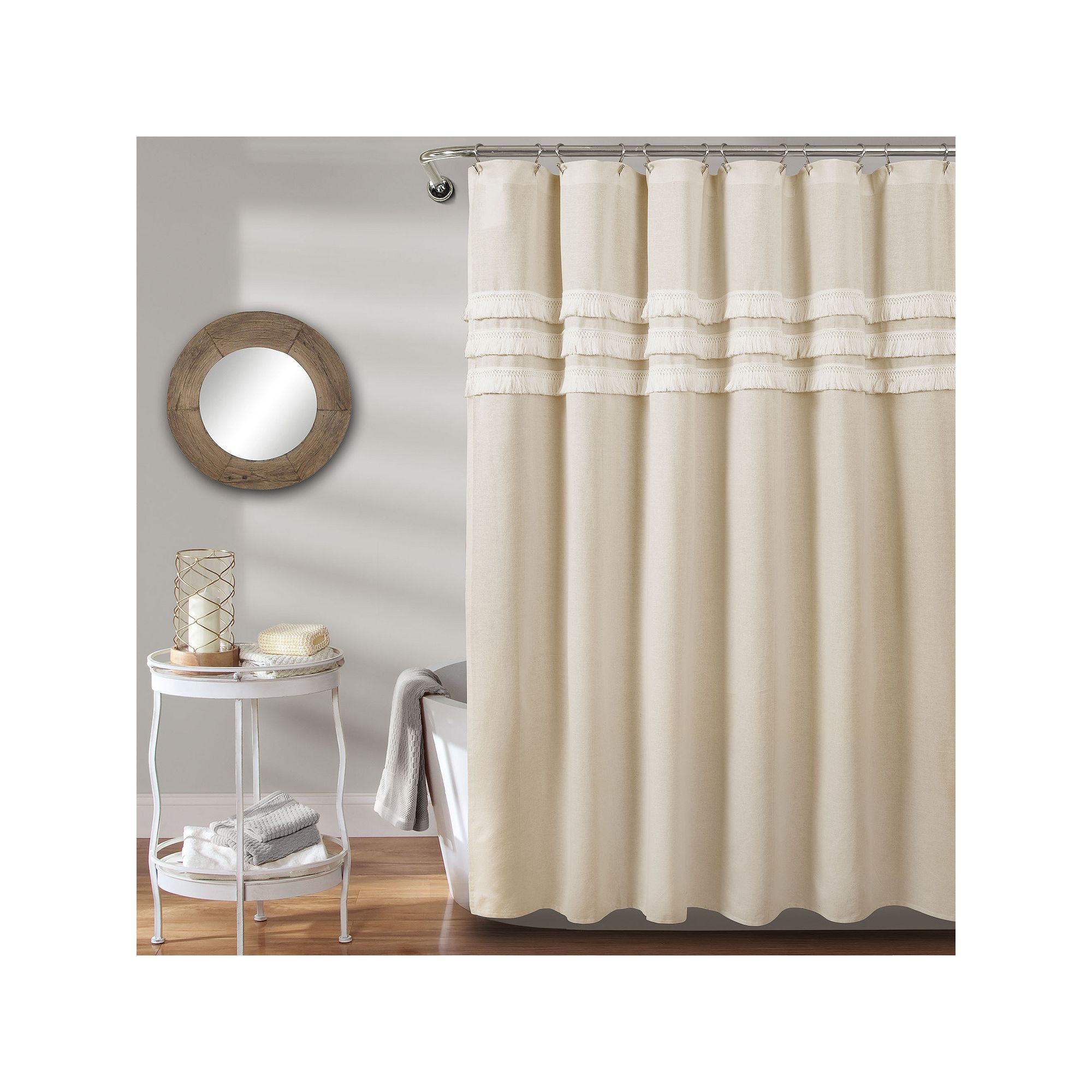 Lush Decor Ciel Tassel Shower Curtain, Size: 72X72, Neutral