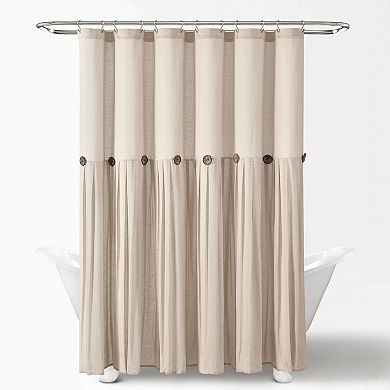 Lush Decor Linen Button Shower Curtain