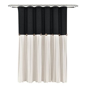 Lush Decor Linen Button Shower Curtain
