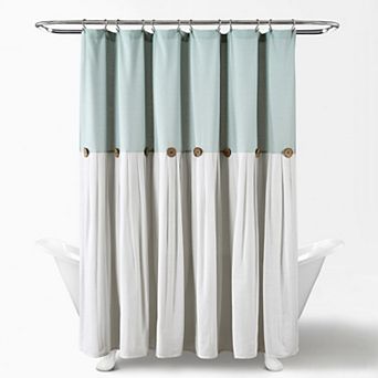 Lush Decor Linen Button Shower Curtain