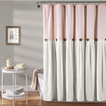 Lush Decor Linen Button Shower Curtain