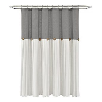 Lush Decor Linen Button Shower Curtain