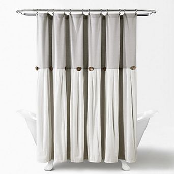 Lush Decor Linen Button Shower Curtain