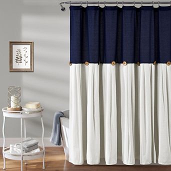 Lush Decor Linen Button Shower Curtain