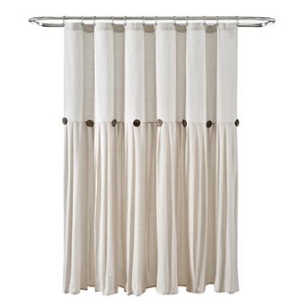 Lush Decor Linen Button Shower Curtain