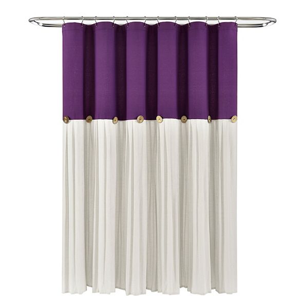 72&#34;x72&#34; Linen Button Shower Curtain Purple/White - Lush D&#233;cor